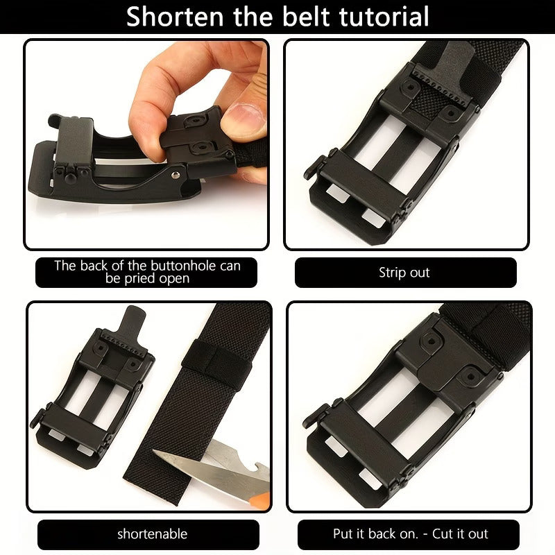 TUSHI Ratchet Gun Belt, Black, Nylon, Adjustable Tactical Belt with Automatic Buckle