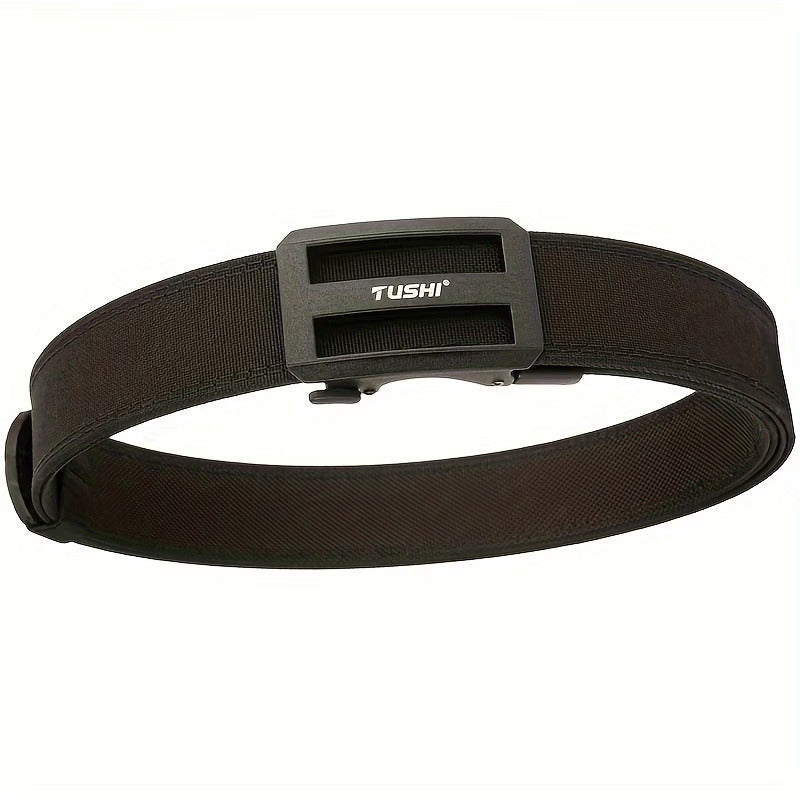 TUSHI Ratchet Gun Belt, Black, Nylon, Adjustable Tactical Belt with Automatic Buckle