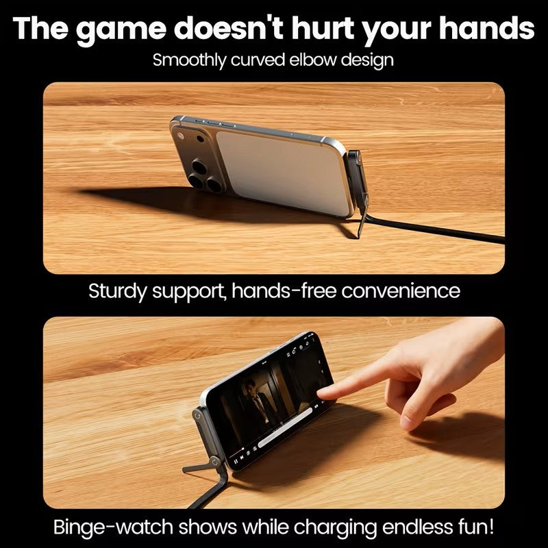 2-in-1 USB-C Fast Charging Cable with Built-in Phone Stand (Type C to Type C)