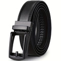 Dual-Layer Cowhide Automatic Leather Ratchet Belt (Brown/Black)